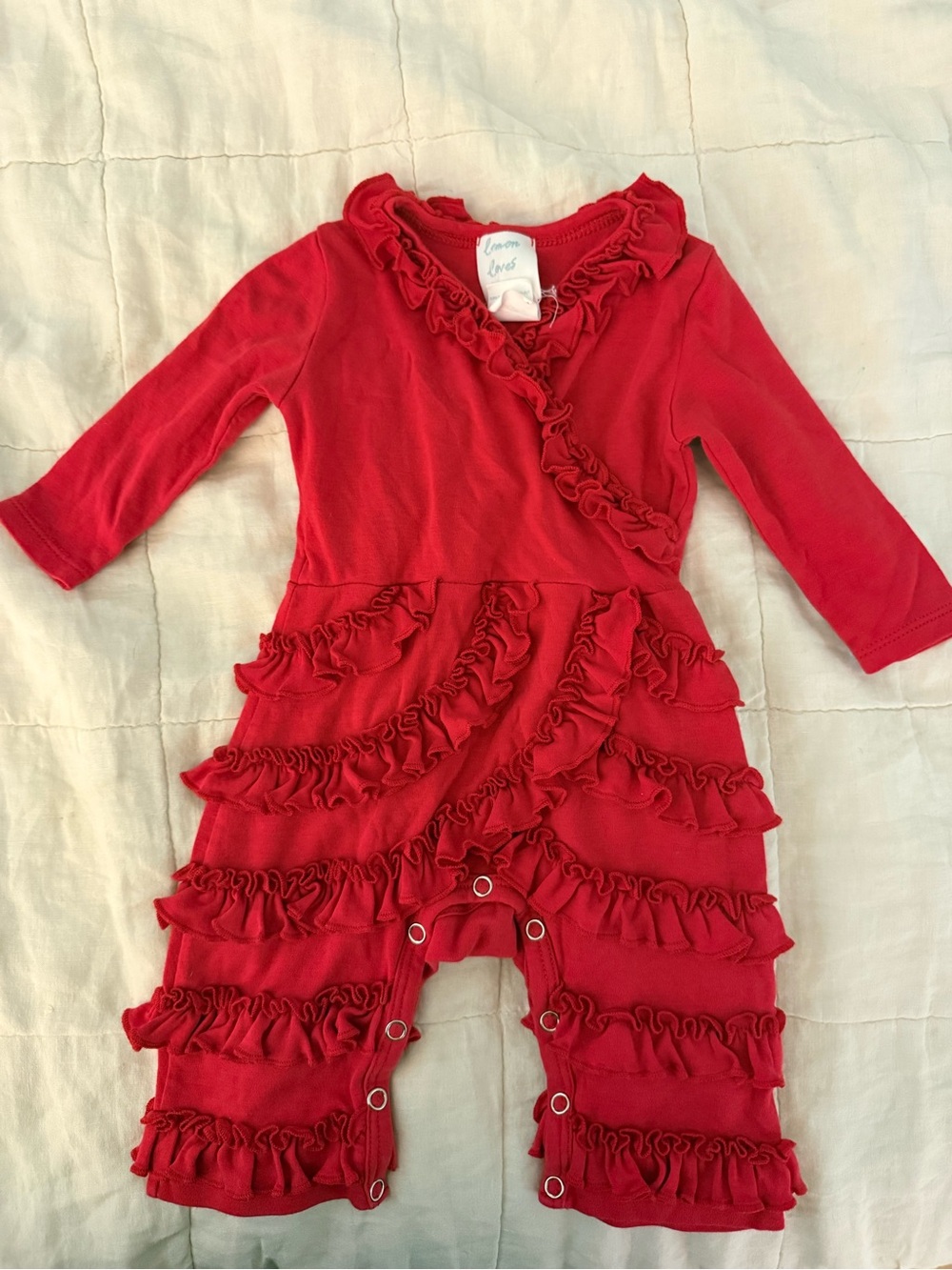 Red Ruffle Infant Romper with Snap Closures